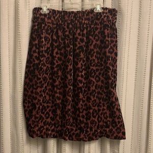 Pink leopard velvet midi skirt